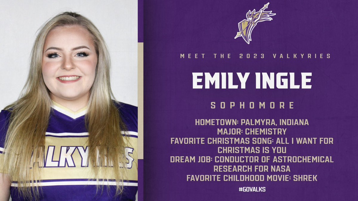 Welcome back to our last day of Meet the Valkyries❗️

Starting us off today is #24 Future Nobel Prize Winner <a href="/EmilyIngle9/">Emily Ingle</a>! 

Another pitcher, Emily will be a Sophomore in the circle for the Valkyries. 

#GoValks #Team8