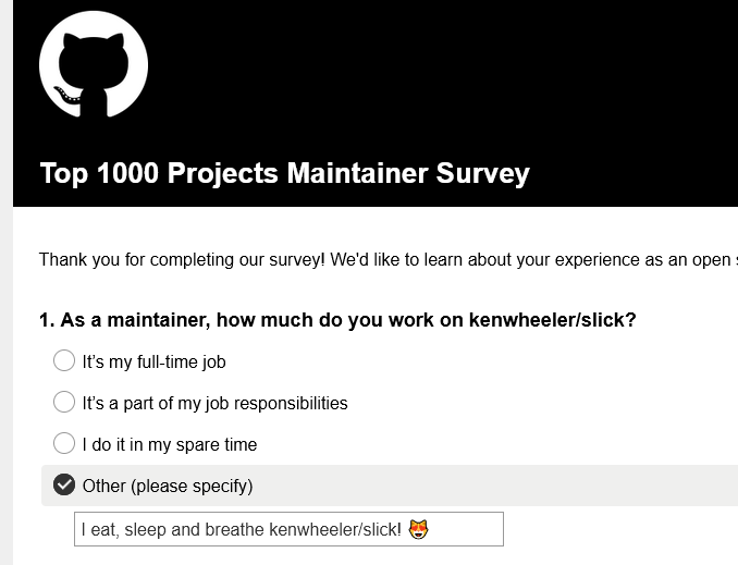simeydotme's tweet photo. Haha @kenwheeler we made it buddy!
Top 1000 projects lmaaaoooooooo.
Eat. Sleep. Slick. @github
#webdev #slick #slickslider #slickcarousel #github https://t.co/qb4mB64B6M