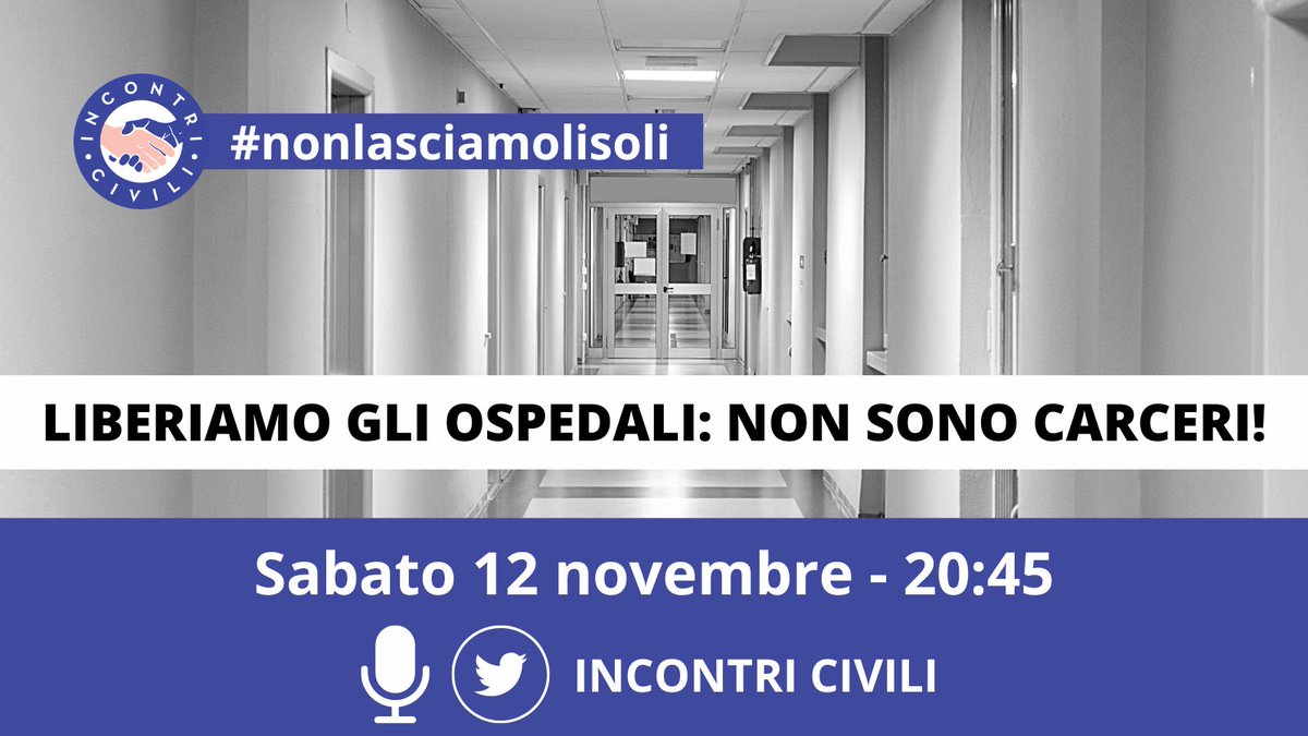 Vaccinato? Non vaccinato? Non conta più.
Se un tuo caro finirà in ospedale molto probabilmente non riuscirai a visitarlo o ad avere sue notizie.

Fermiamo questo sopruso. Liberiamo gli ospedali e #nonlasciamolisoli

Domani alle 20:45 ➡️ x.com/i/spaces/1BdGY…
