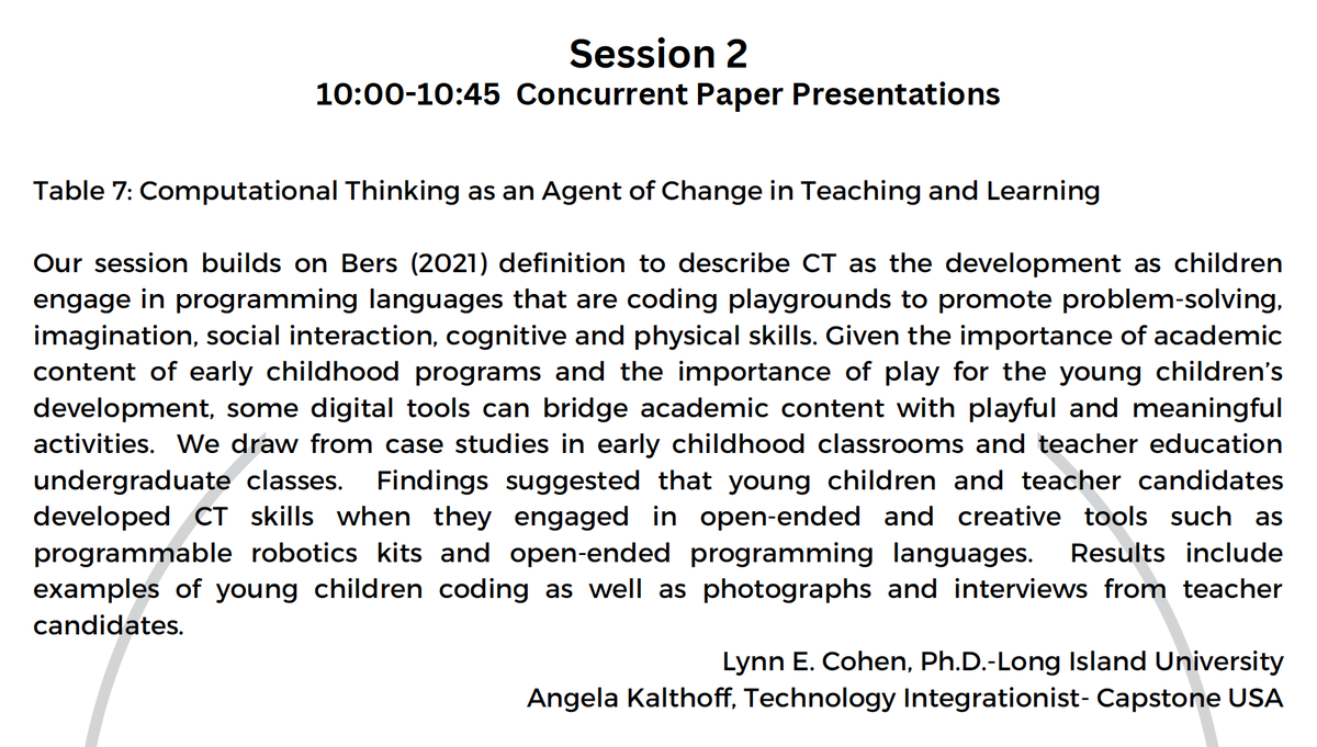mrskalthoff's tweet photo. Wish I could be at the #NAEYC conference to present with my  co-presenter Lynn Cohen on our book chapter. If you are intersted in talking about how EdTech can aid in Computational Thinking &amp; Play join our session. Lynn will be there in person! #pebblego #kibo #scratchjr  #naecte https://t.co/xgwCY8FBn7