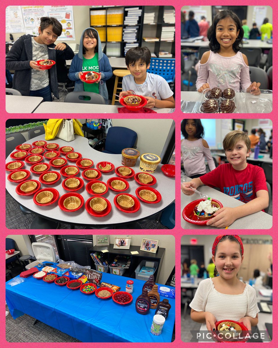 barksdalebronco's tweet photo. Congratulations to Miss Crouch’s 5th grade class for raising the most amount of money for the Color Run! They were treated to an ice cream sundae bar today. Thank you to our amazing PTA for this delicious treat! 🍦 @MissCrouch5th https://t.co/o8GVyEoUzf