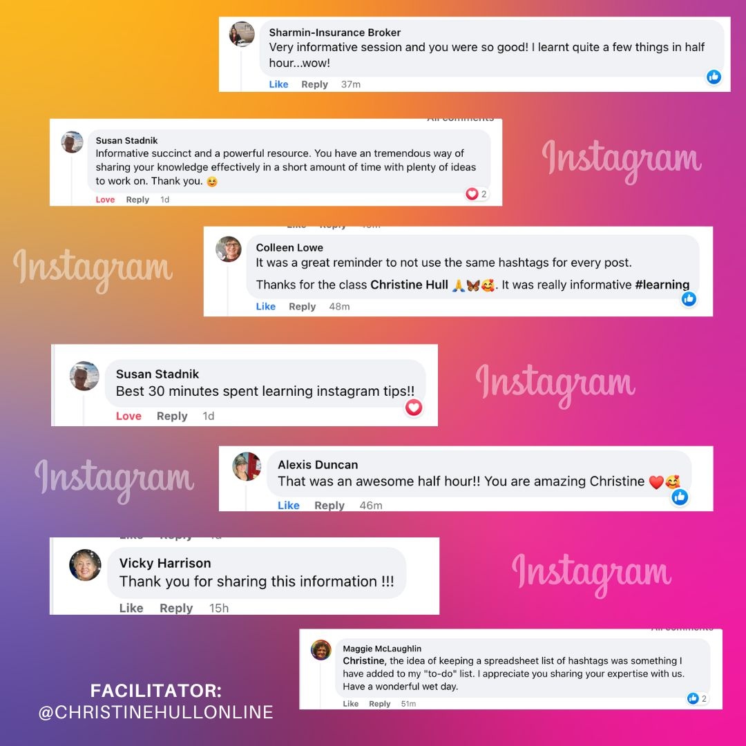 This week we offered 2 x 30 minute Instagram training sessions to the members of our MAWB Facebook Community. So much fun and amazing how much information you can share in 30 minutes of focus! 

Session 1:  7 Ways to Level-up Your Instagram Bio
Session 2: How Do Instagram Hash...