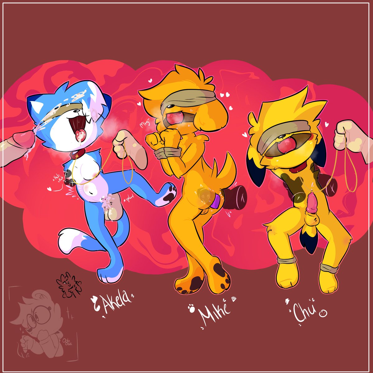 zDenisAD's tweet photo. A cat, dog and a electric mouse- 🐱🐶🐭~ - #CoMPaSNSFW ⚡ https://t.co/5RlklPSE56