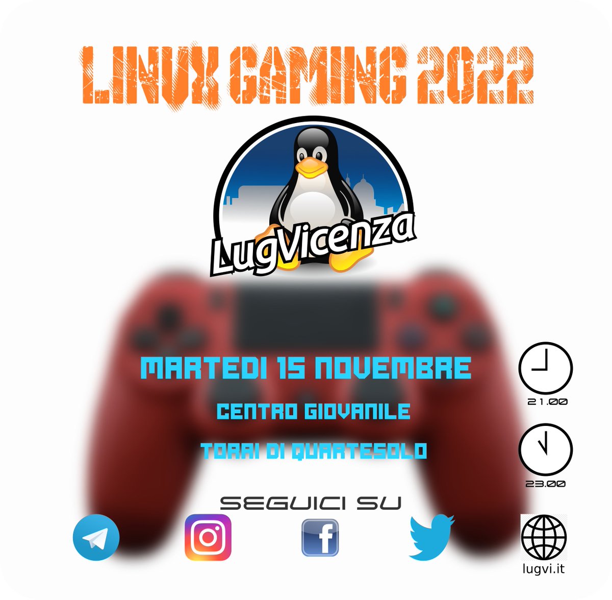 lugvi's tweet photo. Martedì 15 novembre dalle ore 21 presso il Centro Giovanile di Torri di Quartesolo, Dariusz Szlufarski ci introdurrà nel mondo del gaming in Linux, quale distro usare, driver video, piattaforme di gioco, DRM, Wine, Restro Gaming e tante informazioni per poter giocare in GNU/Linux https://t.co/Axk2ZPs01B