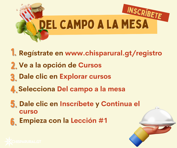 FAOGuatemala's tweet photo. #CHISPALAB📚
¿Quieres ser parte del curso gratuito "Del campo🌱 a la mesa🍽️: cadenas de valor agrícola🤝🏽🌽", pero aún no sabes cómo🤔?
👇Sigue estos pasos para inscribirte y recuerda que lo puedes hacer desde tu celular📲.
❗Apúntate hoy❗
https://t.co/cnbAGGzGTi https://t.co/2ddICl1A7j