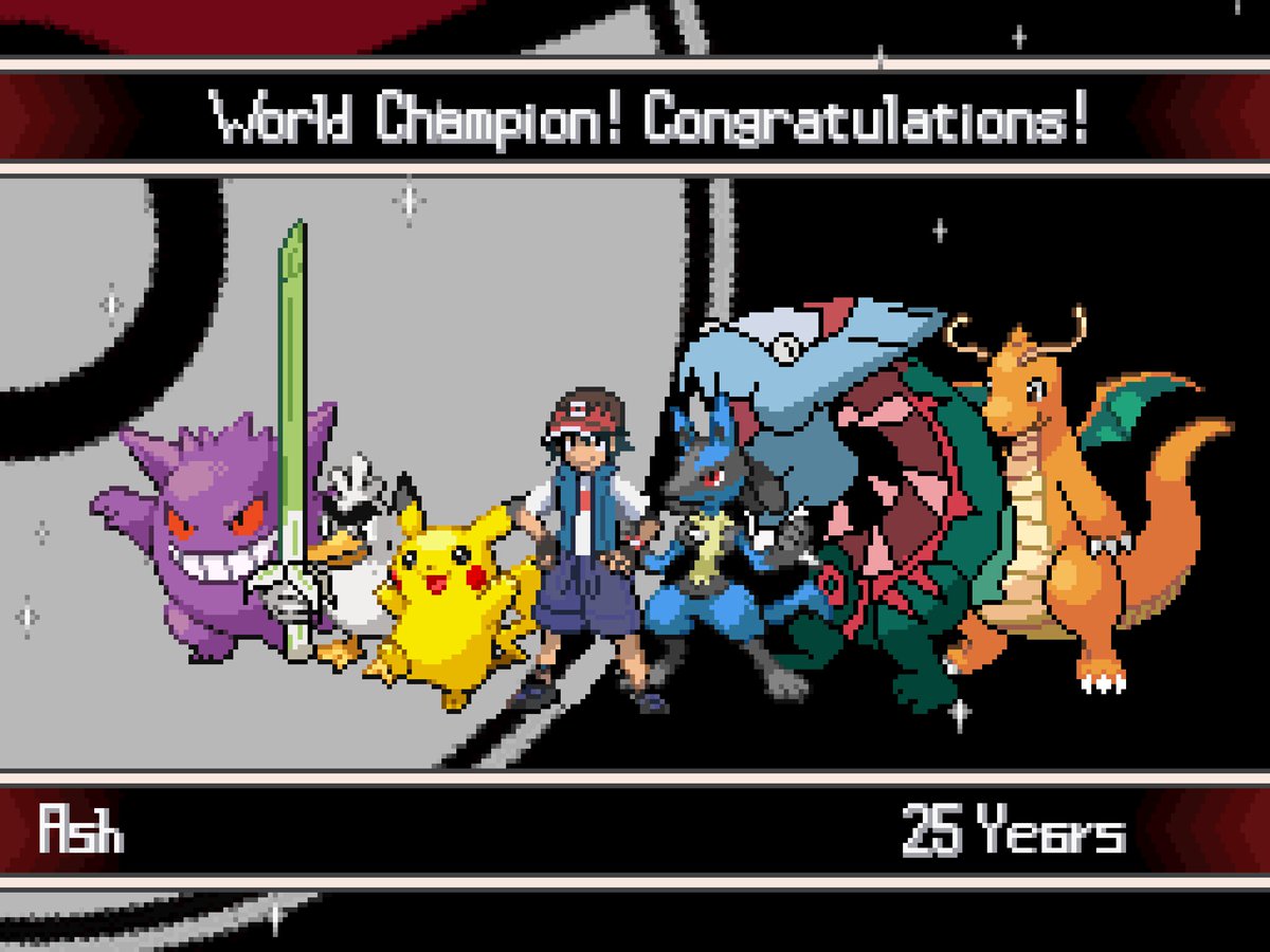 ColorblindPixl's tweet photo. Ash duro 25 años en ganar el juego pero lo logro https://t.co/n94v65ywlr