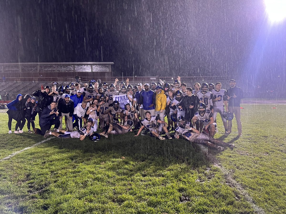 For the first time in school history the 🏈 team is D5 <a href="/MIAA033/">MIAA</a> final 4 bound! The Raiders win at <a href="/HHSHawksAD/">Hudson Athletics</a> 20-7 in an absolute defense battle in the wet mud! Congratulations to our team and coaches as they advance on to the final 4 next Shawsheen Tech. Date time location TBD.