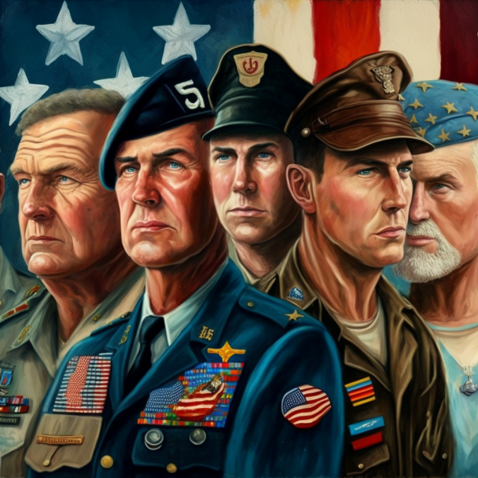 ConAiArt's tweet photo. Thank You Veterans! #VeteransDay #AiArt
#midjourney #army #navy #marines #airforce #coastguard #spaceforce  #thankyou https://t.co/344PDL0rE2