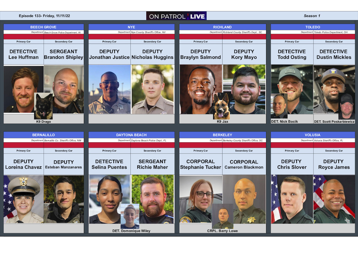 OnPatrolFNation's tweet photo. Tonight's lineup for @OfficialOPLive. Let's Ride! Be safe out there guys and gals. #OnPatrolLive #OPLive #OnPatrolLiveNation #BackTheBlue https://t.co/8rFHmXdaeW