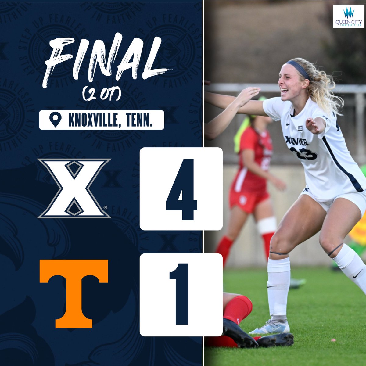 XavierWSOC's tweet image. FINAL (2OT) | Xavier takes down No. 22 Tennessee in double overtime and advances in the NCAA Championship!

#LetsGoX
