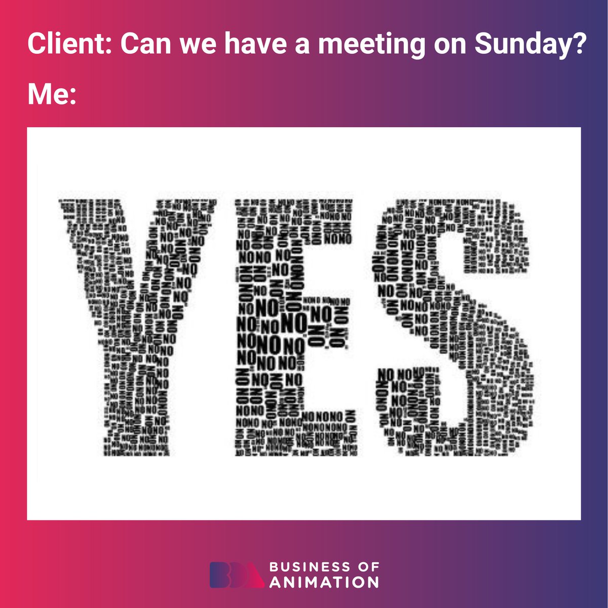 animationbiz's tweet image. The hardest yes I have ever given. 😭😢💔

Want to Fast-Track Your Success as an Animator? Sign up for our FREE Masterclass! Link in Bio.

#AnimationMeme #AnitomatorsMeme #AnimationHumor #AnimatorsHumor #HumorforAnimators #Animation #AnimationArt #BusinessOfAnimation