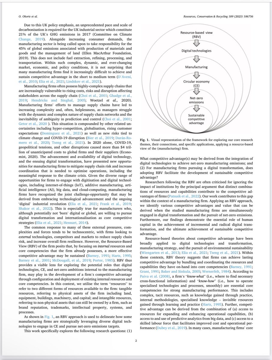 okechuokorie's tweet image. Grateful to God to see that our paper, &quot;Digital transformation and the circular economy: Creating a competitive advantage from the transition towards Net Zero Manufacturing&quot;, has just been published in Resources, Conservation &amp;amp; Recycling, an Elseiver 13.716 IF Journal.