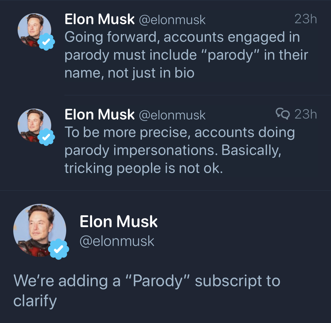 This is getting out of hand, they really should stop this parody account. Some people might actually think it is real.