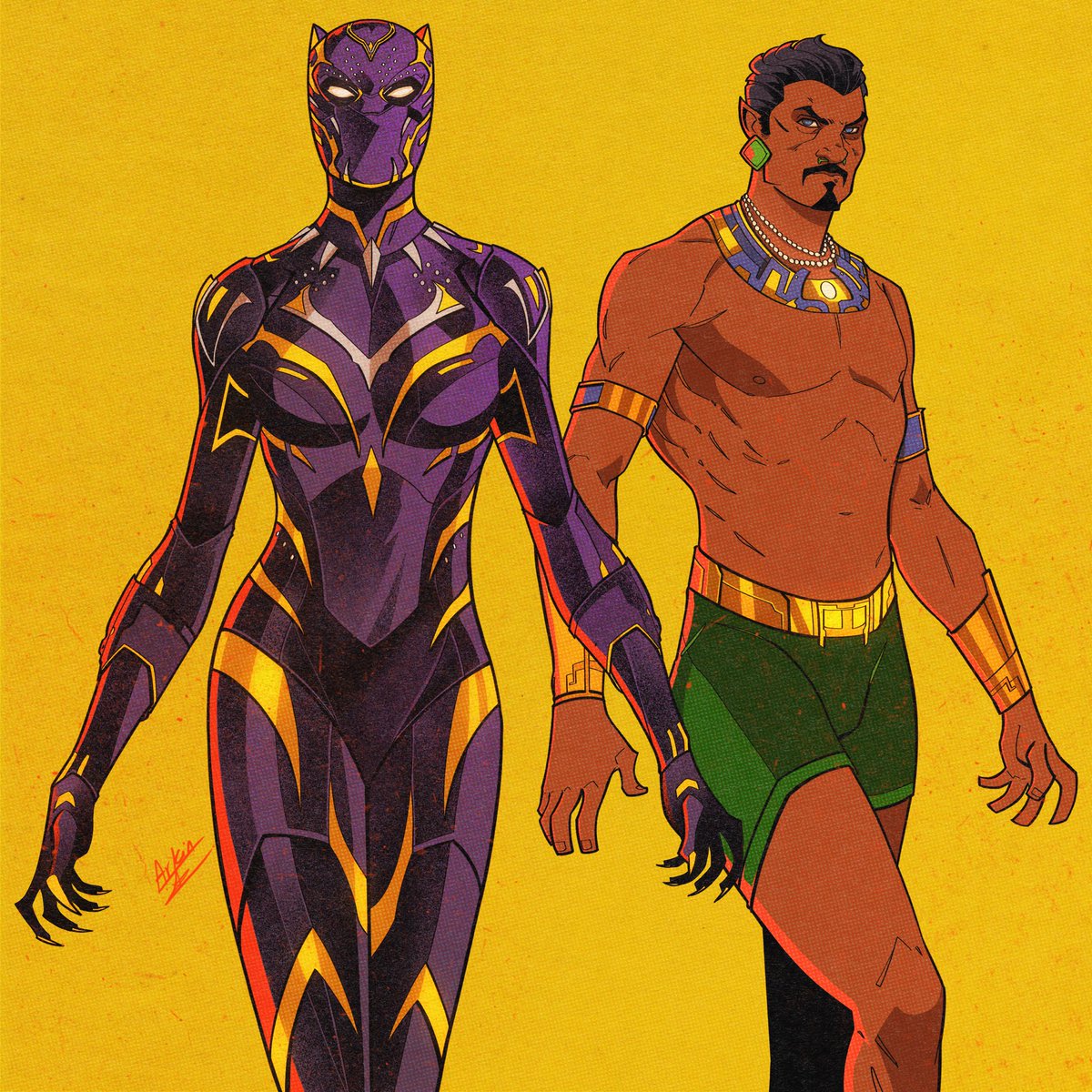 Black panther and namor! Drew this because their relationship was easily the best part of the film, letitia and tenoch are so great in these roles! #BlackPanther #Namor #WakandaForever #Marvel #TChalla #ChadwickBoseman