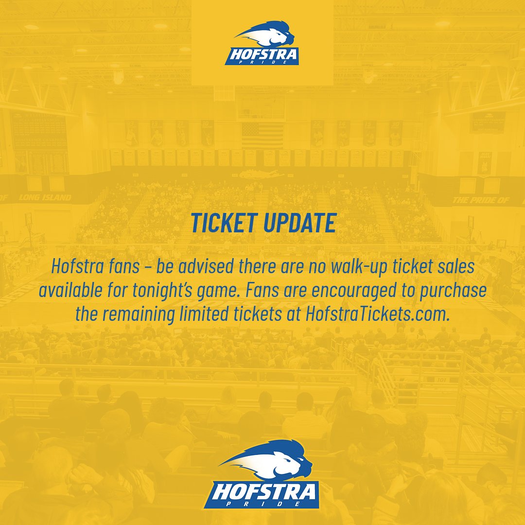 🚨 TICKET UPDATE FOR TONIGHT'S <a href="/HofstraMBB/">Hofstra Men's Basketball</a> GAME 🚨 

#PrideOfLI