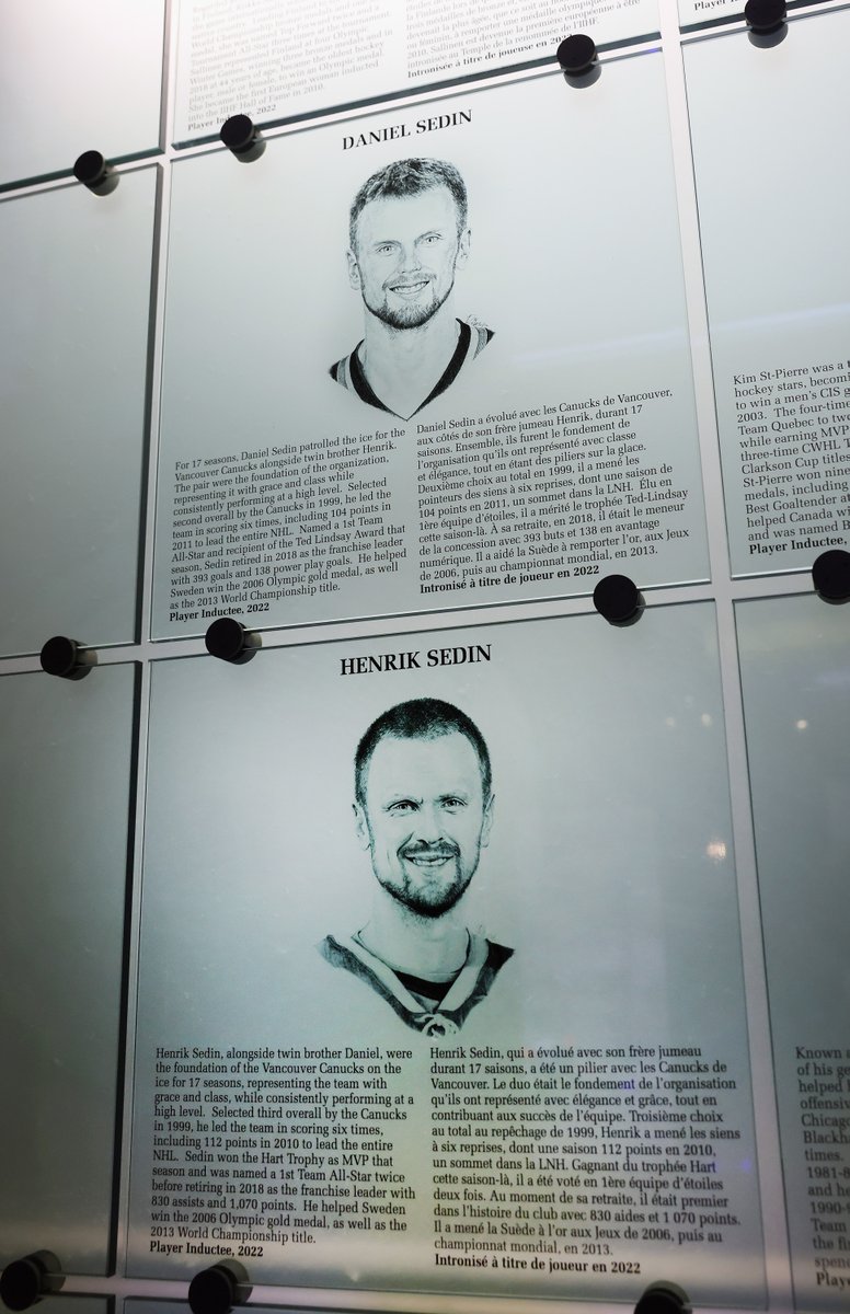 Canucks's tweet photo. Newest permanent residents of the Great Hall at the Hockey Hall of Fame. https://t.co/J3Od16Kdf5