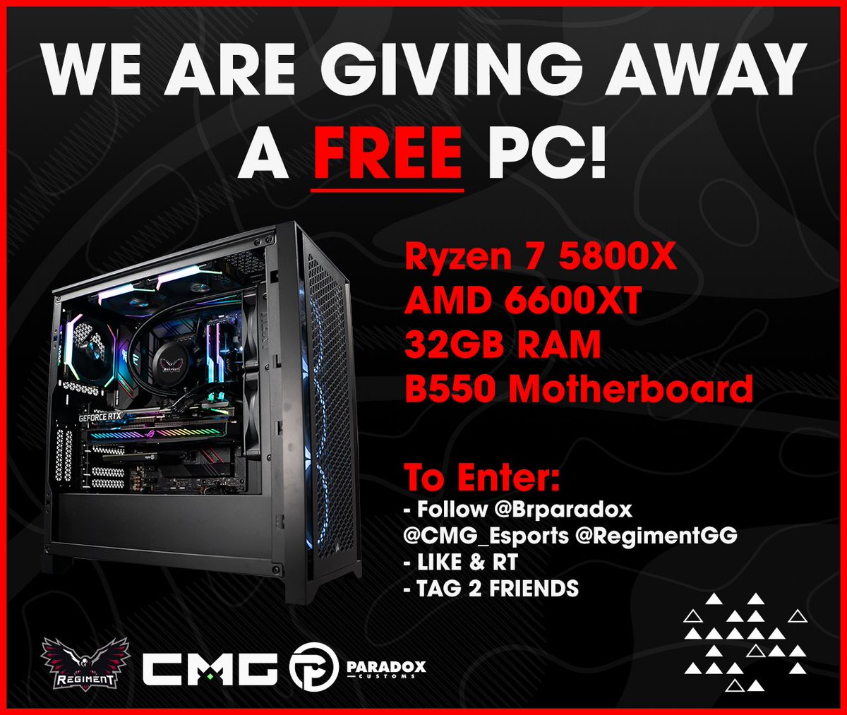 We are teaming up with @CMG_Esports & @Brparadox to giveaway a Gaming PC! We will be announcing the winner on December 2nd. Good luck! Enter the giveaway: gleam.io/9MTd1/regiment…
