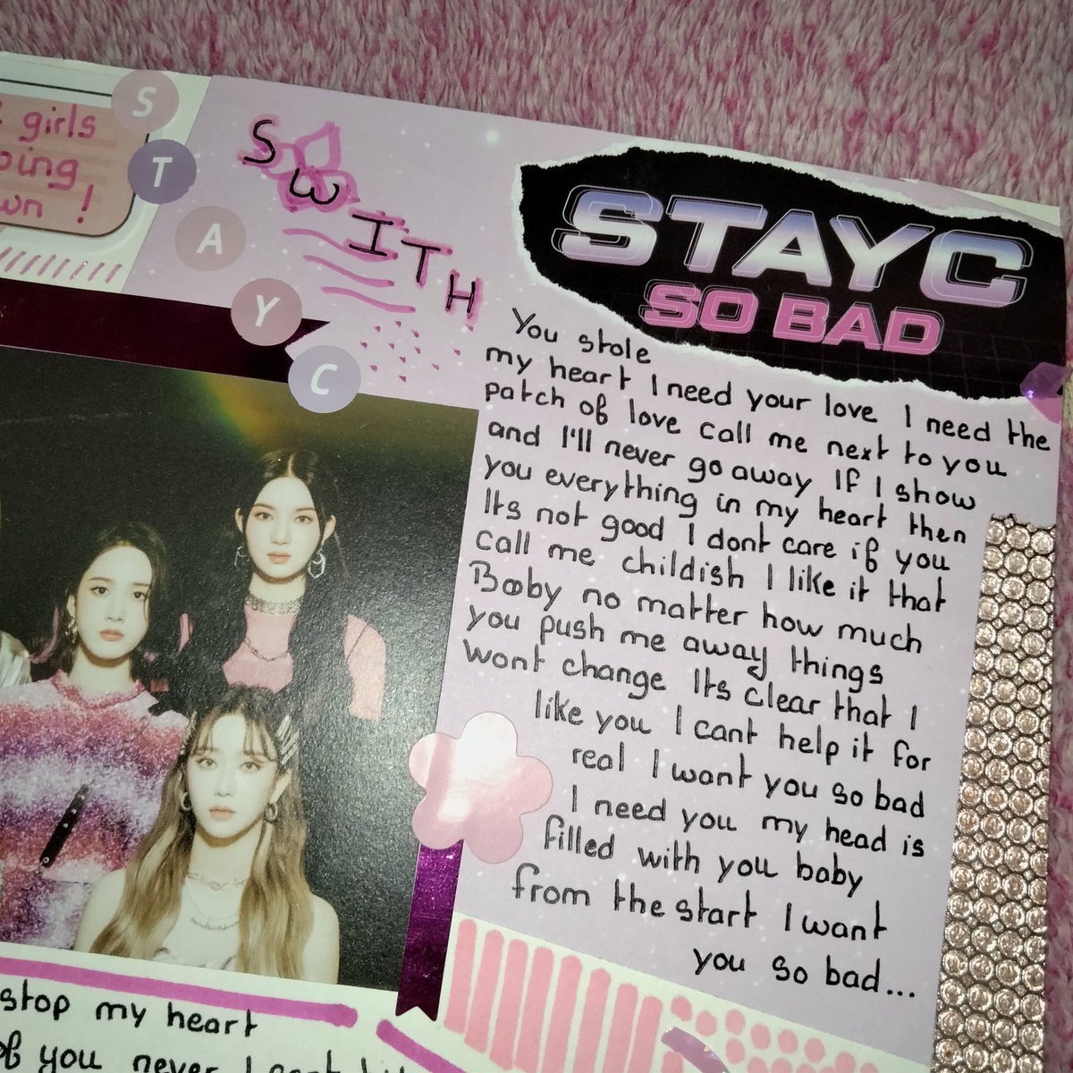 17winterflower's tweet photo. Sadly swith hate me so i decided to cut my stayc album to create this beautiful thing <333 #stayc #girls #isgoingdown #isa #yoon https://t.co/VwzHElC8gc
