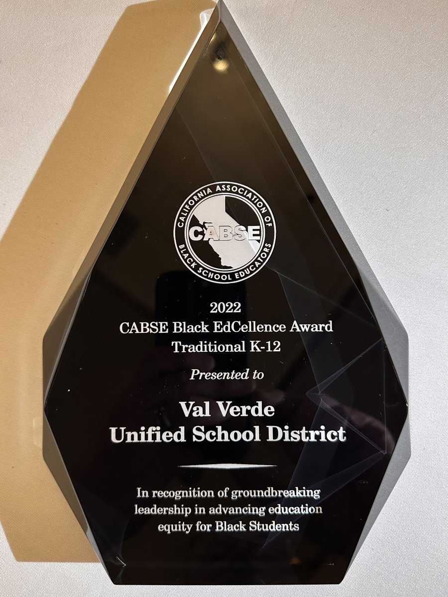 AvidSupt's tweet photo. Team @ValVerdeUSD is recognized with a Black EdCellence Award at @CABSE_ for serving African American students. Please join me in congratulating and recognizing #teamvalverde https://t.co/4XKcXDruy1