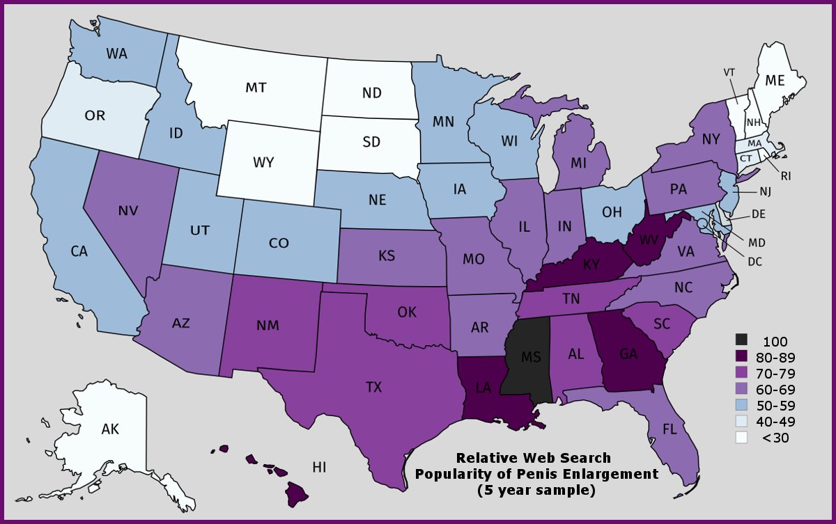 Interest in Penis Enlargement by US State