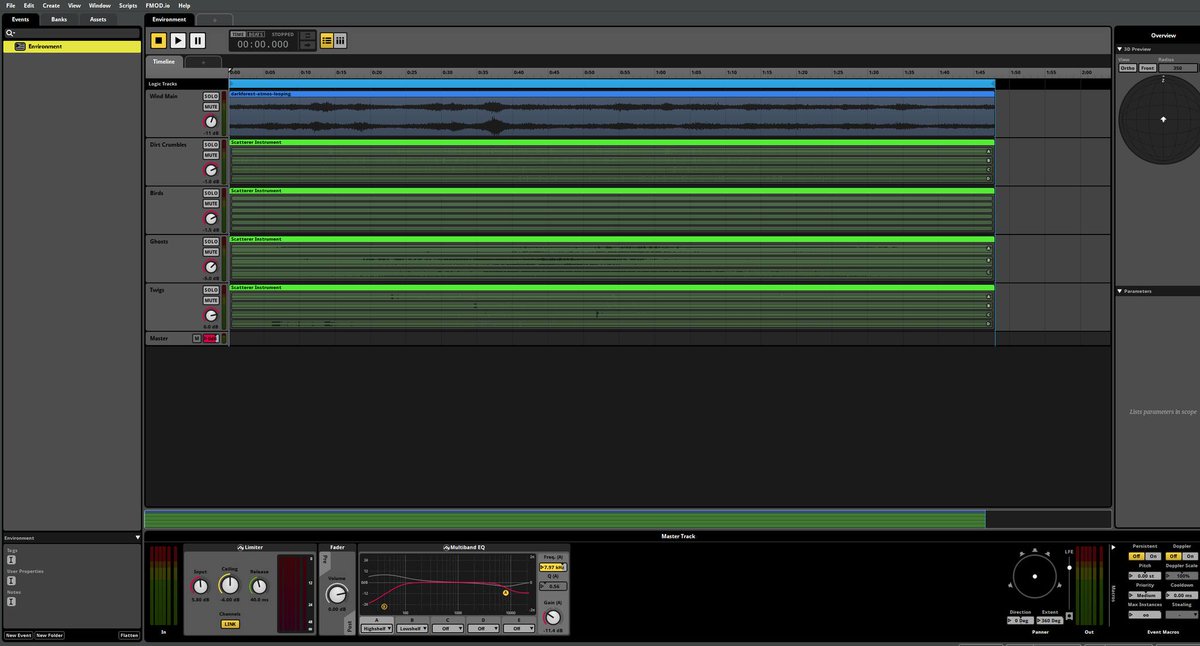 Plasmaticmedia's tweet photo. As someone with a background in sound design, I'd just like to appreciate the way FMOD is setup looking just like a DAW to streamline the middleware process integrating into a game engine.  🙏

#sounddesign #IndieGameDev  #FMOD #gamedevelopment #gamedesign https://t.co/FIOlW5e5tf