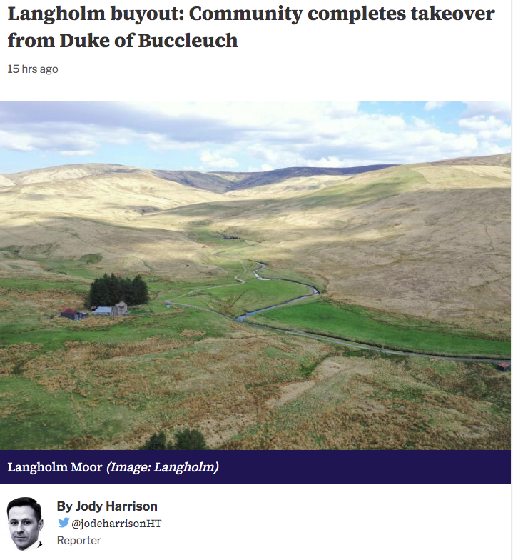 Southern Scotland’s largest ever community buyout has been completed after @langholmonline concludes a £2.2 million deal with Buccleuch Estates to buy 5,300 additional acres. Langholm Initiative said the purchase signals a “moment of history and hope”. heraldscotland.com/business_hq/23…