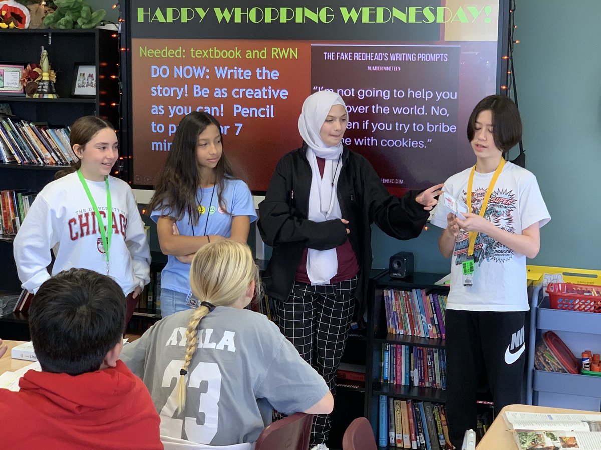 RJHlonghorns's tweet photo. Students in 7th ELAR presenting book club reviews! #RJHGameon https://t.co/JQWCy5yjdg
