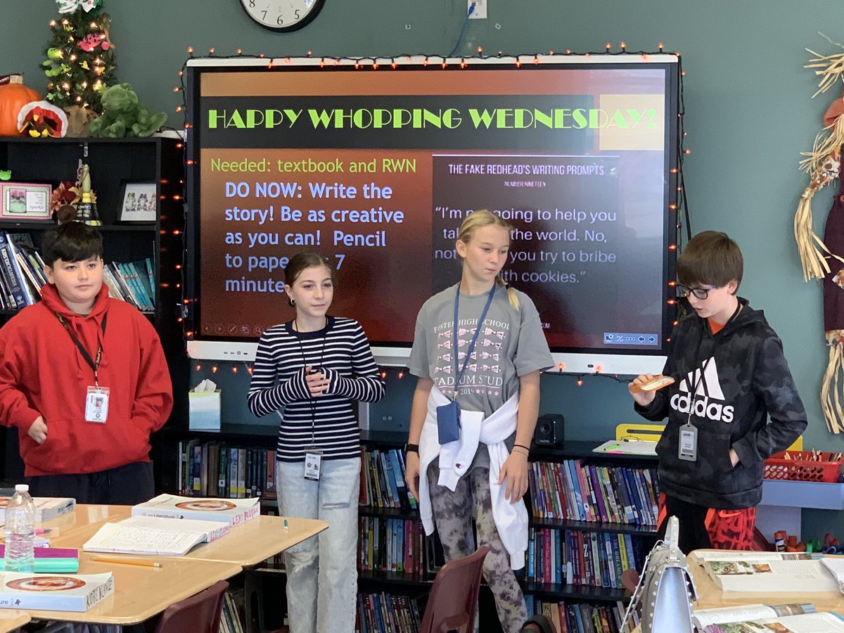 RJHlonghorns's tweet photo. Students in 7th ELAR presenting book club reviews! #RJHGameon https://t.co/JQWCy5yjdg