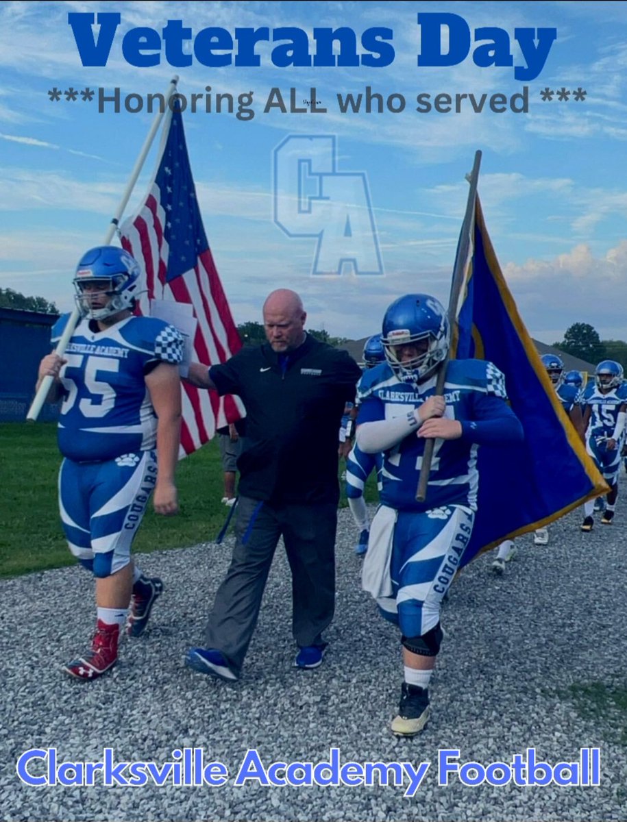 COACH_MURRAY34's tweet photo. The CLARKSVILLE ACADEMY FOOTBALL team would like to say thank you to all the Veterans, past and present, for your sacrifices to our country!
#CAVET
##CAHERO https://t.co/SfjXReOLfF