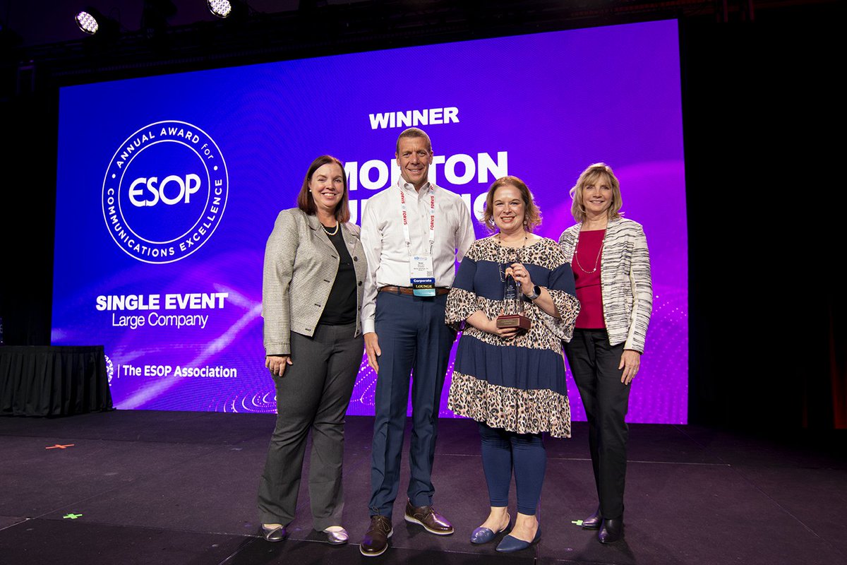 ESOPAssociation's tweet photo. The AACE Award for a Single Event, large company category, went to @MortonBuildings! Congrats! #EO22 https://t.co/vS9x1as8T6