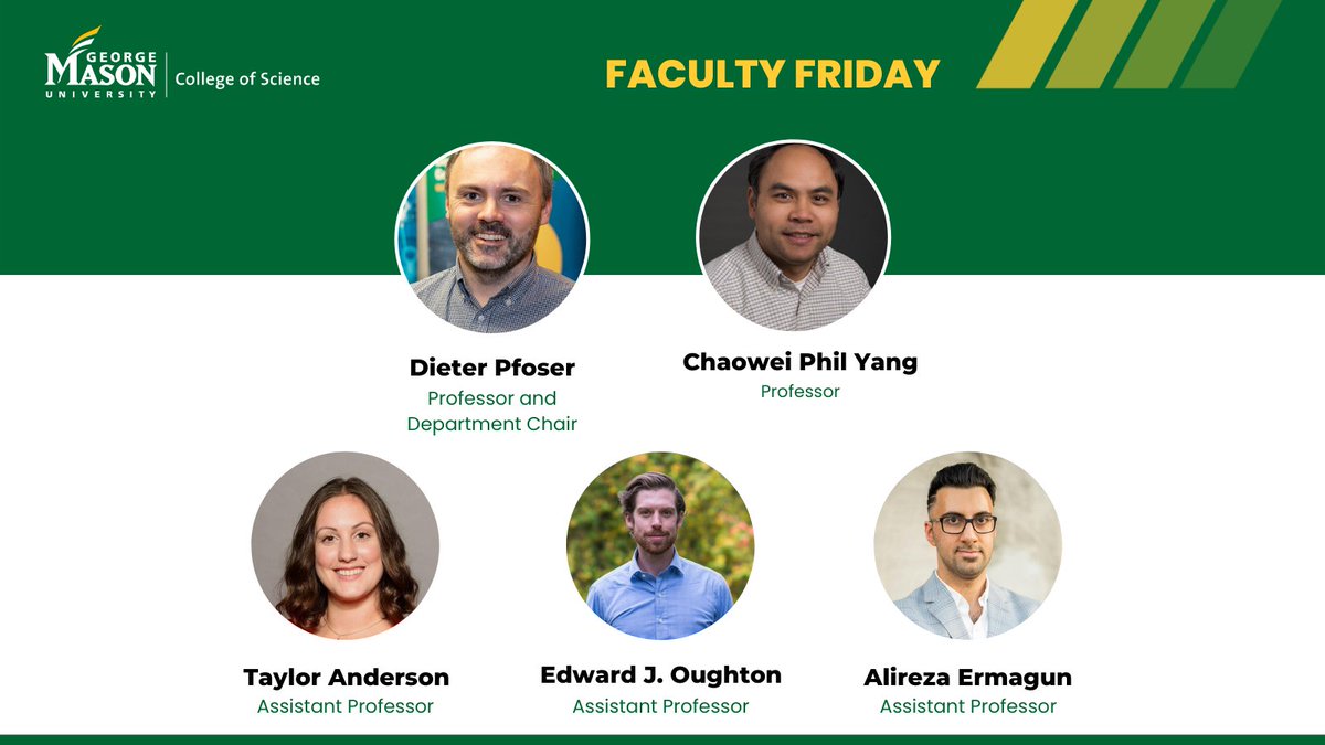 College of Science (@gmu_cos) on Twitter photo This #FacultyFriday features a handful of our <a href="/GGSDepartment/">GGS Department</a> researchers: <a href="/hellotaylora/">Taylor Anderson</a>, <a href="/EdwardOughton/">Edward Oughton</a>, <a href="/aermagun/">Alireza Ermagun</a>, <a href="/dpfoser/">Dieter Pfoser</a>, and Chaowei Phil Yang all take a multi-disciplinary approach to their research, covering areas like infrastructure, mobility, urban systems, and more.
đź§µ This #FacultyFriday features a handful of our <a href="/GGSDepartment/">GGS Department</a> researchers: <a href="/hellotaylora/">Taylor Anderson</a>, <a href="/EdwardOughton/">Edward Oughton</a>, <a href="/aermagun/">Alireza Ermagun</a>, <a href="/dpfoser/">Dieter Pfoser</a>, and Chaowei Phil Yang all take a multi-disciplinary approach to their research, covering areas like infrastructure, mobility, urban systems, and more.
đź§µ
