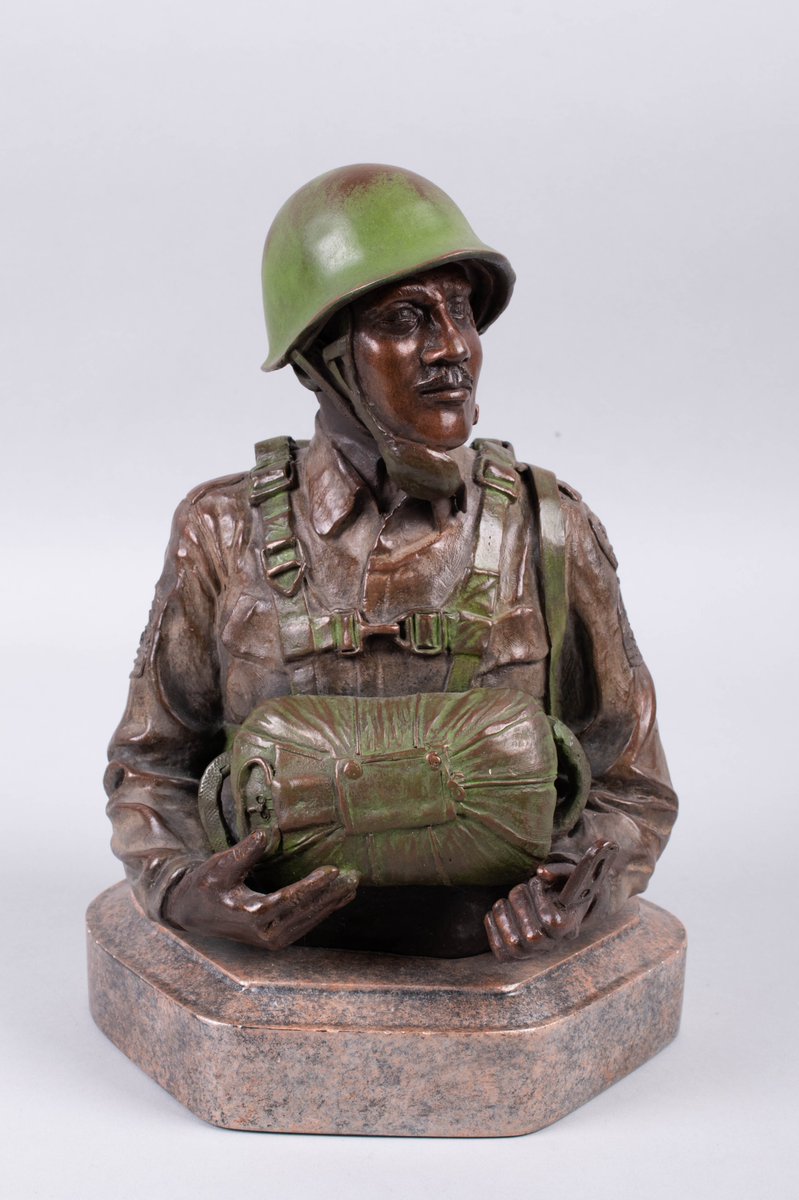 "The celebration of Veterans Day is a vivid reminder of the price which has been
paid for the liberty we enjoy."
– General Colin Powell, Arlington National Cemetery, Nov. 11, 1989

Lot 1236A: Bust of a Triple Nickel (555th Paratrooper) from the Estate of General Colin L. Powell