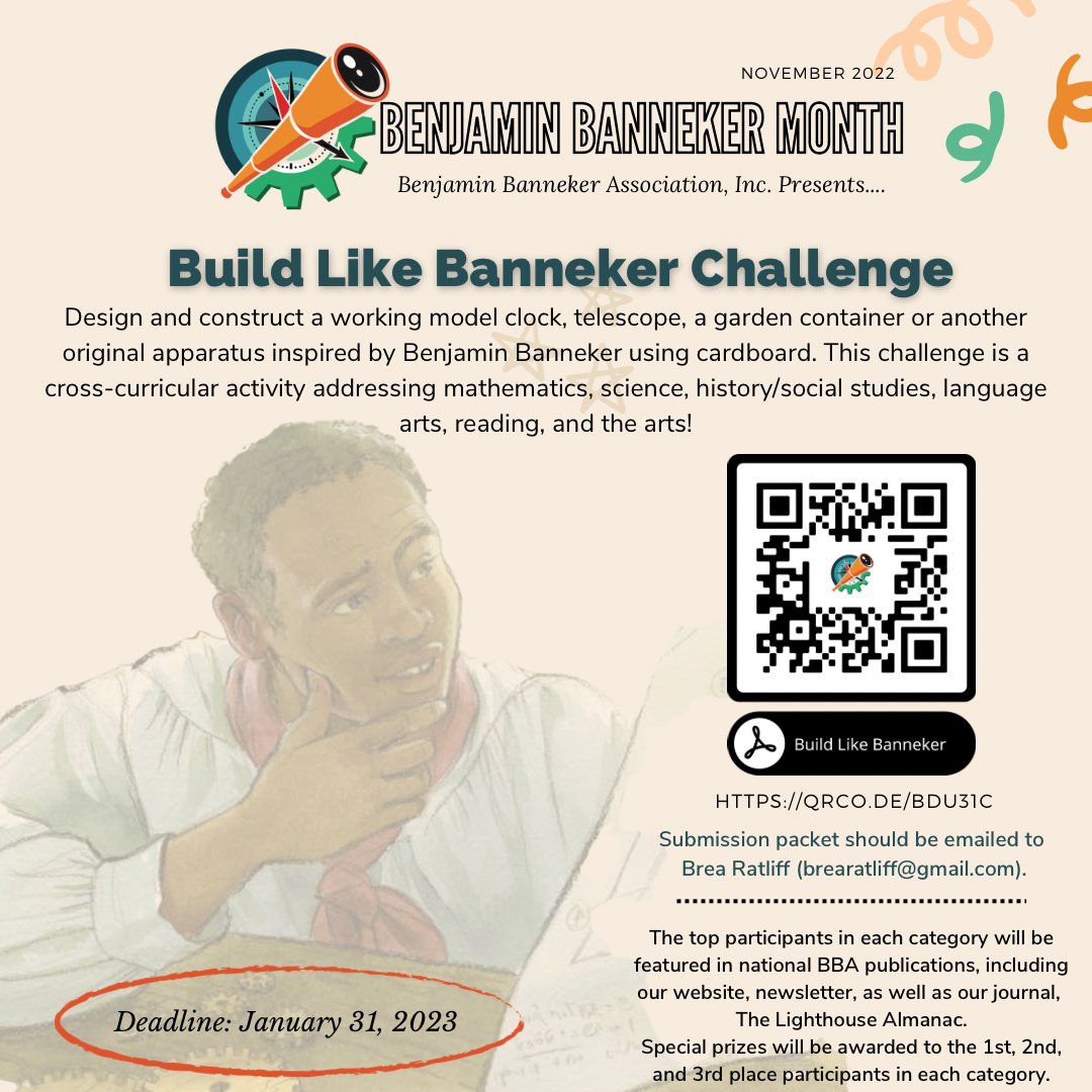 It’s still a Benjamin Banneker celebration! 🎉BBA is inviting all to partake in some creative competition. Join in on the Build Like Banneker Challenge to show off your talents of building and designing! #BBAMath #BenjaminBanneker #Equity #MathEd