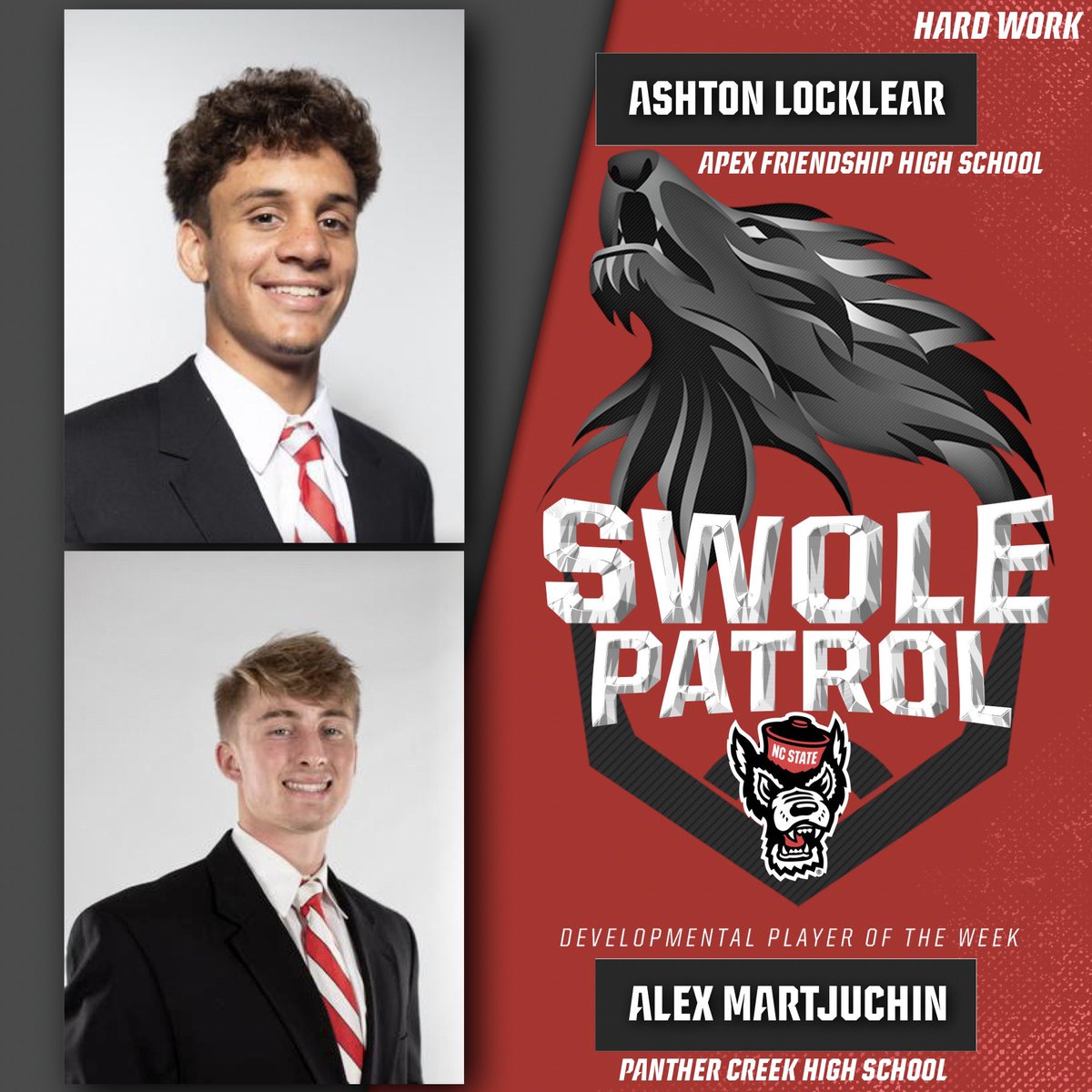 Our word for the week is HARD WORK &amp; it is such an honor to recognize <a href="/AshtonLocklear8/">Ashton Locklear</a> &amp; <a href="/AlexMartjuchin/">Alex Martjuchin</a> as our Developmental Players of the Week. These two young men represent that word in so many ways &amp; you can see their growth on &amp; off the field. #HTT #1Pack1Goal #StayReady