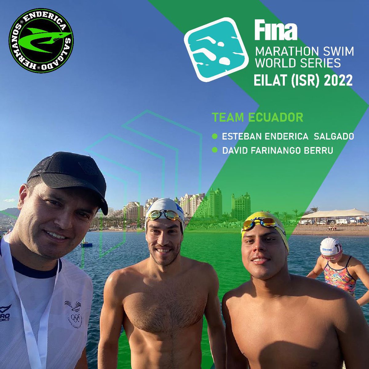 🟢 La selección Ecuatoriana de natación Esteban Enderica S y Davis Farinango participarán en la COPA MUNDO de aguas abiertas a realizarce este 12 de noviembre en Israel.
Deseamos el mayor de los éxitos a todo el equipo Nacional comandada por en entrenador Juan Fernando Enderica.