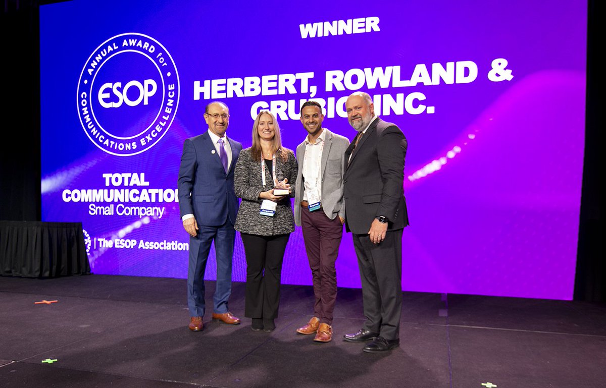 ESOPAssociation's tweet photo. The most coveted AACE Award, for Total Communications, was won by Herbert, Rowland &amp; Grubic in the small company category! #EO22 https://t.co/21BgpIHqxu