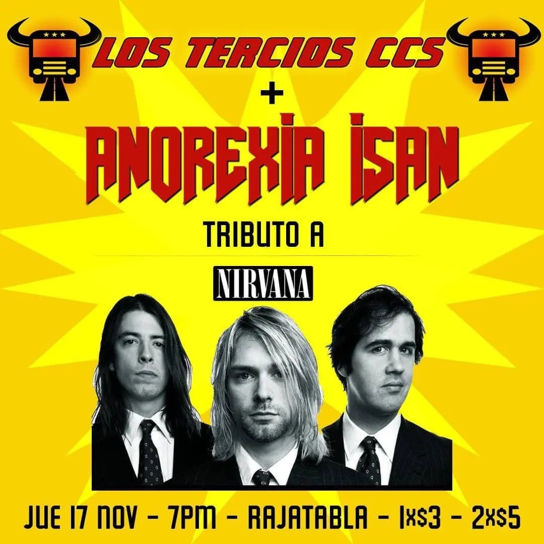 Este jueves 17/11 en el rajatabla  7:PM.           🤘🔥🎸🤘

Los Tercios 
Anorexia Isan