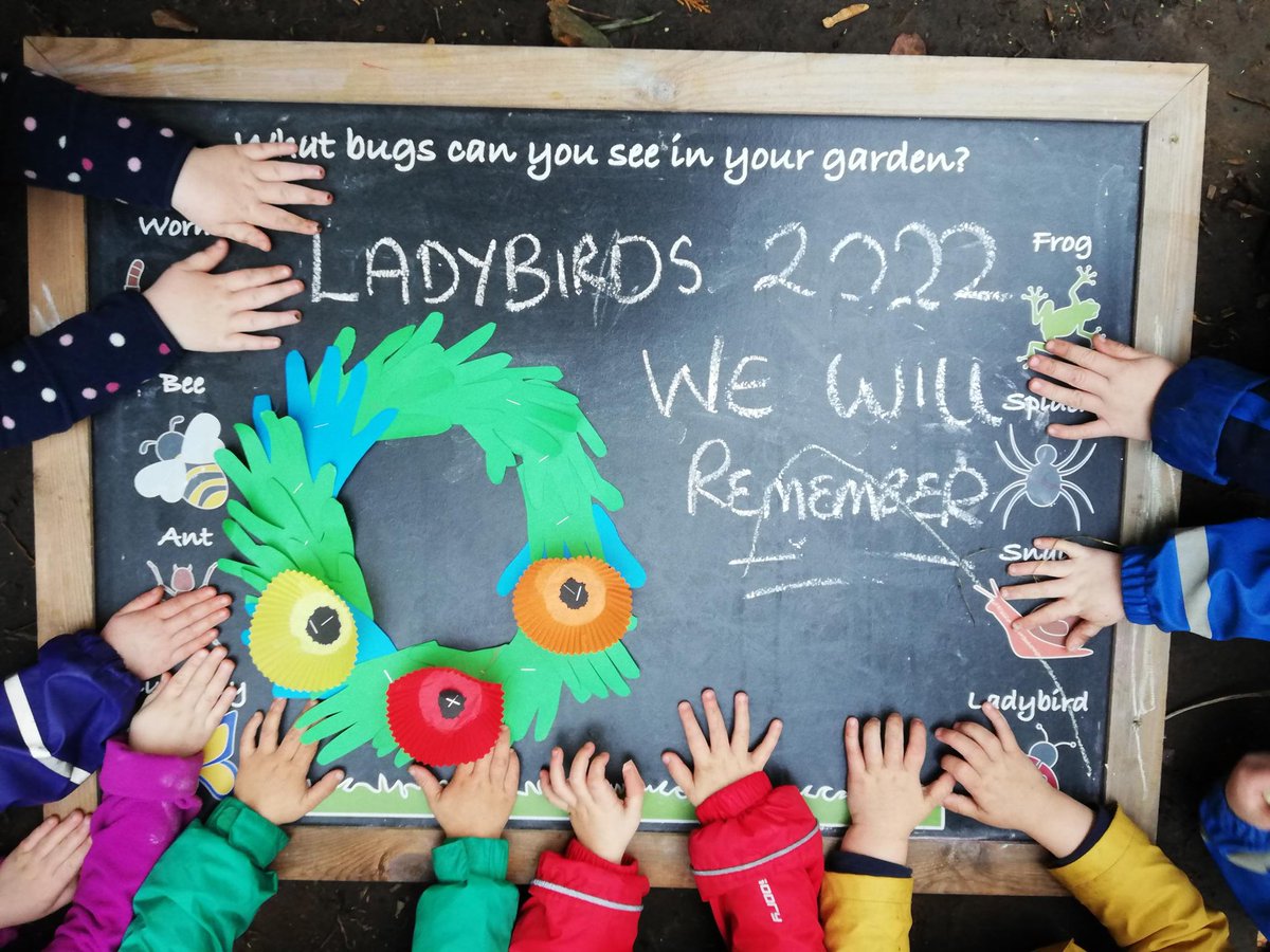 Our youngest children learning what it is to remember, connecting with their handprints. #RemembranceDay