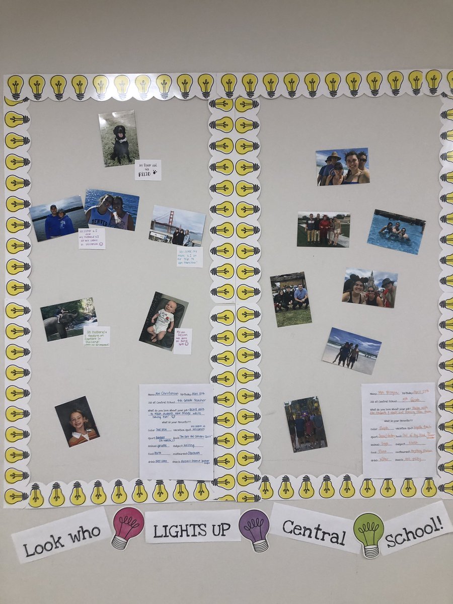 teacherkcasey's tweet photo. Over the past 2 weeks we have had some fantastic members of the Central staff illuminate our walls!!  Look for @dpitlik113a @missrosendahl and @nataliesalata as 4th graders!!  @sbingen113a is shining bright, too!! #sd113a #centralcards https://t.co/RXAmvwHZ29