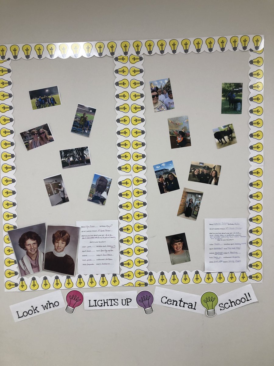 teacherkcasey's tweet photo. Over the past 2 weeks we have had some fantastic members of the Central staff illuminate our walls!!  Look for @dpitlik113a @missrosendahl and @nataliesalata as 4th graders!!  @sbingen113a is shining bright, too!! #sd113a #centralcards https://t.co/RXAmvwHZ29