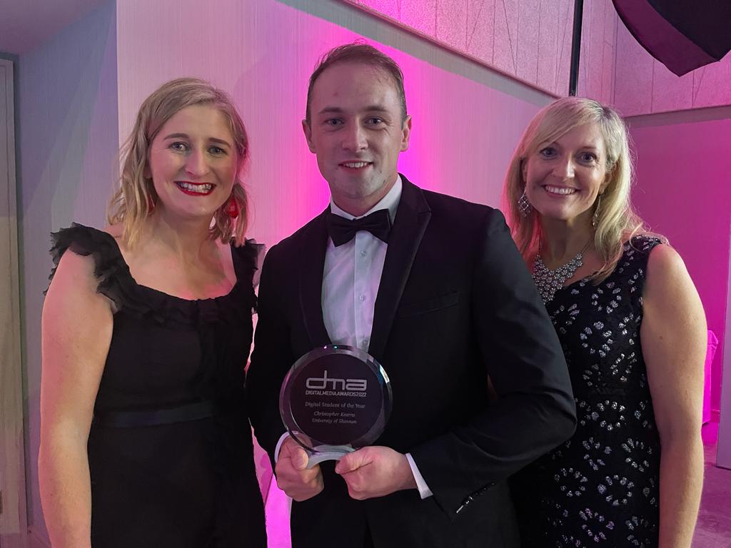 TUS_BusMgmt's tweet image. Digital Marketing Student of the Year at @dma22irl is Chris Kearns!! We are so proud of him &amp;amp; all our TUS Athlone nominees. 🎉
#dma22irl