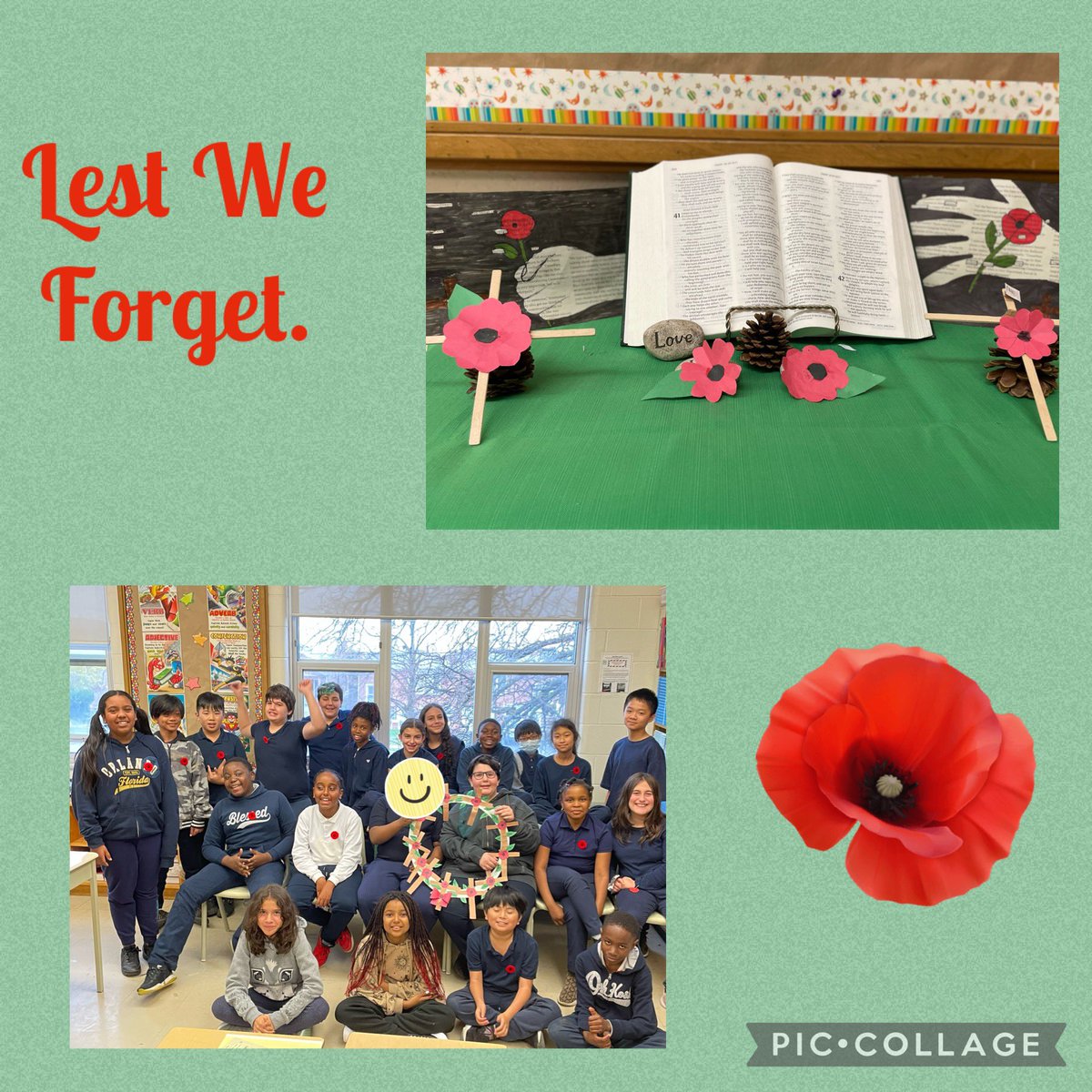 Honouring our fallen soldiers and veterans today. The freedoms we enjoy today are because of you. Thank you. #RemembranceDay #November11 #MsGriecosGOATs <a href="/TCDSB/">Toronto Catholic District School Board</a>