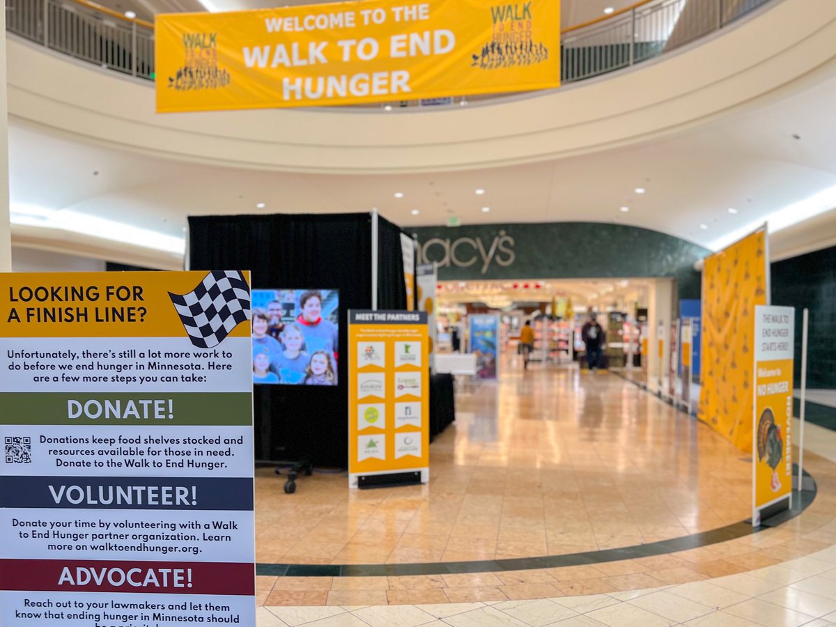 Give thanks all of November by helping fundraise for 7 local hunger relief organizations that support communities around the Twin Cities! 💛 

For more infomation, check out the #NoHungerNovember Hub located in Macy’s court or visit: bit.ly/3URhQVG
