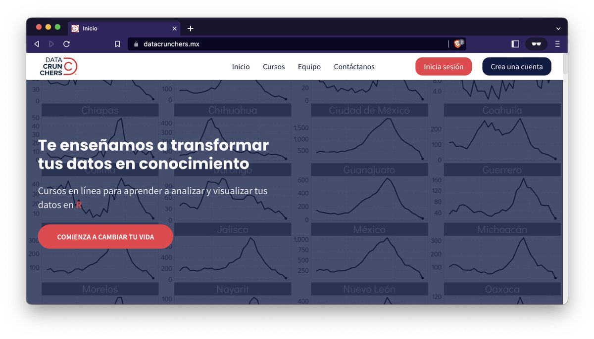 segasi's tweet image. ¡Hola colegas!

Con mucha, mucha, mucha emoción, les presento a datacrunchers.mx 🤓.

Una escuela en línea en la que ofreceremos cursos (sincrónicos y remotos) para aprender a analizar y visualizar datos en R.