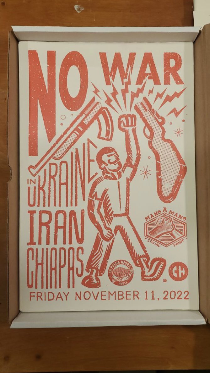 TONIGHT we’ll be giving away #prints at the “ Demilitarize &amp; Abolish Propaganda Party! “

November 11, 2022 | 4PM - 7PM

CoProsperity 3219 S Morgan St. Chicago, IL. We hope to see you there !
<a href="/Justseeds/">Justseeds</a> <a href="/IgraficoChicago/">Instituto Grafico de Chicago</a> #MANOaMANOsocialPrint #LaPulgaNegra

#LibertadYnoViolencia