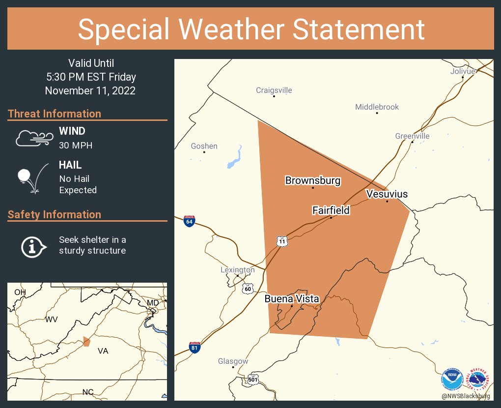 NWS Blacksburg on Twitter "A special weather statement has been issued