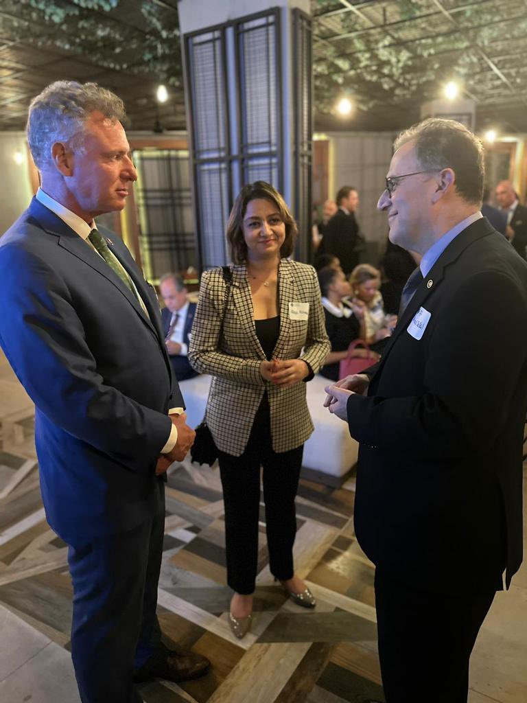 Great to meet with bipartisan #CongressionalDelegation tonight on the sidelines of #COP27. Thank you for your support on the Hill and hope to have you on our <a href="/AUC/">AUC</a> campus very soon! @repdavejoyce @rephoulahan <a href="/RepScottPeters/">Rep. Scott Peters</a>. #AUCxCOP27 #AUCClimateChange