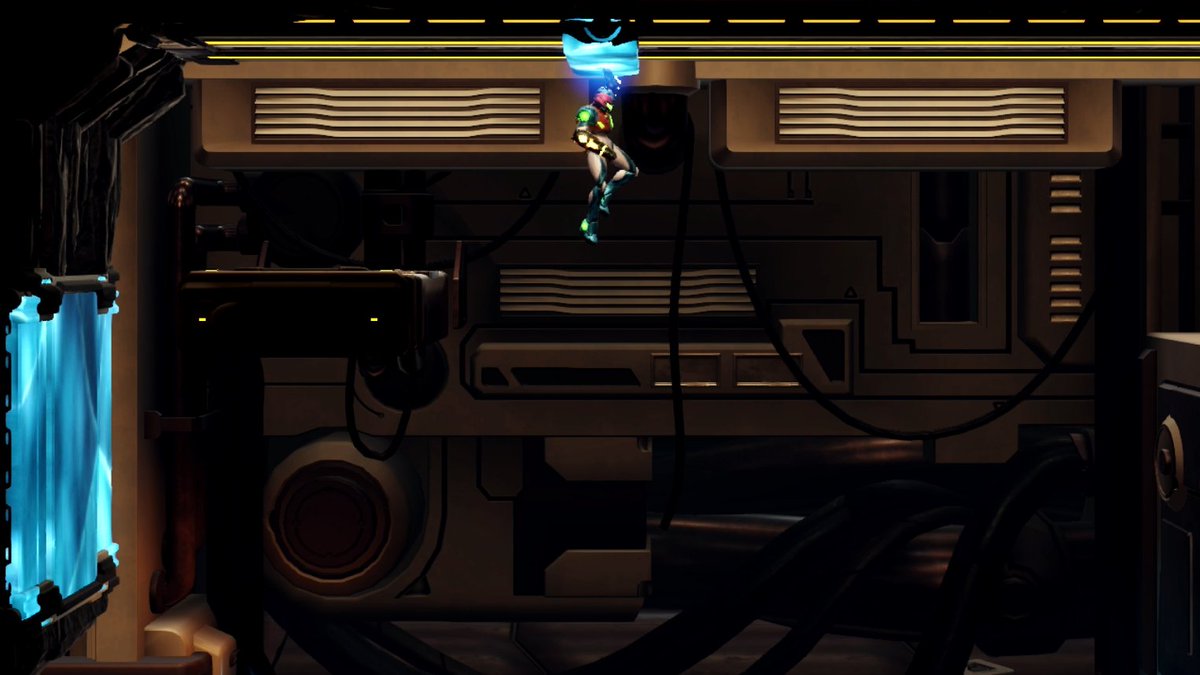 MetroidLogbook's tweet photo. The Spider Magnet allows Samus to attach to blue magnetic strips on walls and ceilings. This is akin to the magnetic variant of the Spider Ball and its tracks, only the Spider Magnet allows Samus to fire her arm cannon and move while in her bipedal form during use.

#Metroid https://t.co/EVTRrjo5Oc