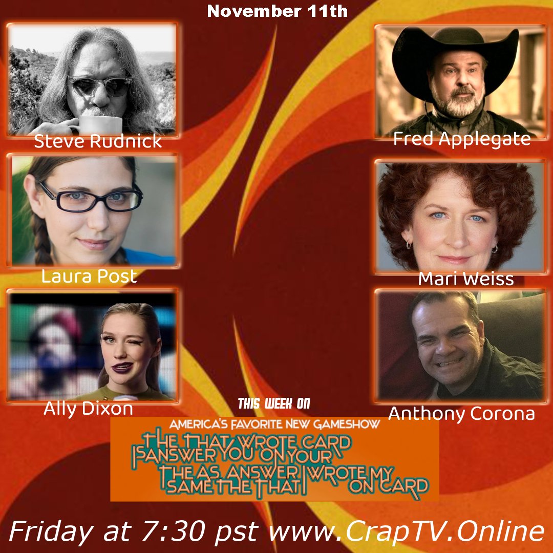 ITS GAME SHOW NIGHT ONCE AGAIN!!!! We have  been gone, but we are back!!!!! With tonight's Panelist! 

Steve Rudnick@Steve_Rudnick 
Ally Dixon
Mari Weiss@MaritskiW 
Fred Applegate
Laura Post@LauraPostVoice 
Anthony Corona <a href="/Anthony31c/">Anthony Corona</a>