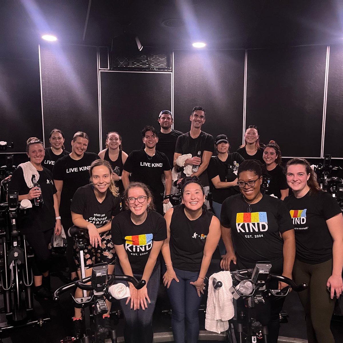 Quirkasarus's tweet photo. Celebrating World Kindness Day and #VeteransDay at @KINDSnacks. So honored to plan today’s series of volunteer events! Here’s how we ended the day in NYC. Shoutout to @cyclebar for helping with our charity ride in support of @MinorityVets 🧡❤️💚💙 https://t.co/JATrSTkr9u